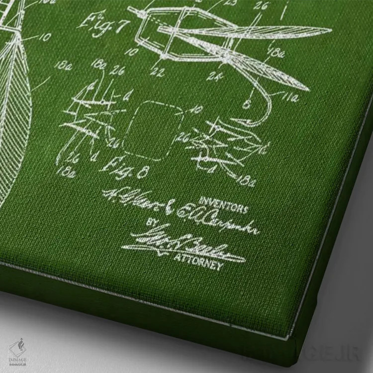 تابلو نقشهٔ حقامتیاز طعمهٔ مصنوعی ماهیگیری سبز اثر پیکسل کهنه (استودیو/نام هنری) - نمای نزدیک بافت بوم