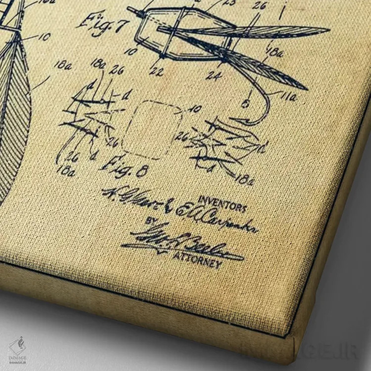 تابلو نقشهٔ حقامتیاز طعمهٔ مصنوعی ماهیگیری کلاسیک اثر پیکسل کهنه (استودیو/نام هنری) - نمای نزدیک بافت بوم