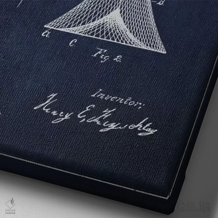 تابلو نقشهٔ ثبت اختراع تور ماهیگیری سرمهای اثر پیکسل کهنه (استودیو/نام هنری) - نمای نزدیک بافت بوم