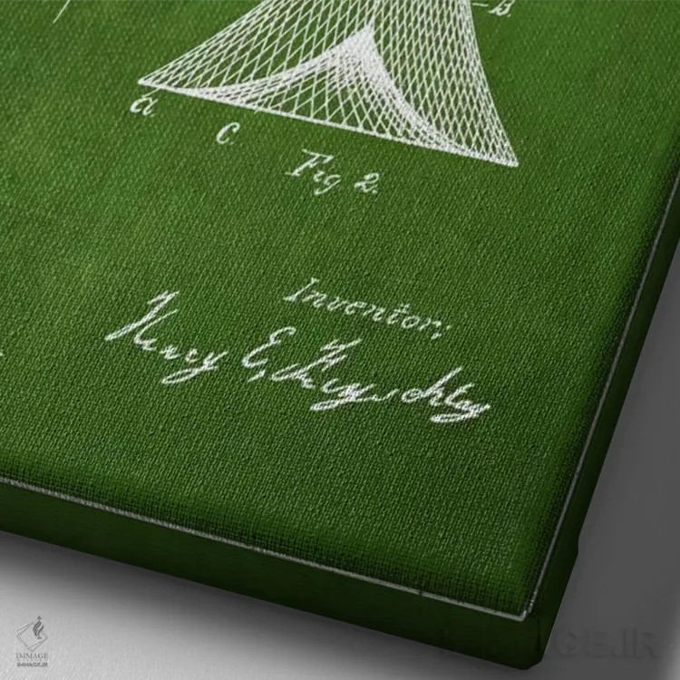 تابلو نقشهٔ ثبت اختراع تور ماهیگیری سبز اثر پیکسل کهنه (استودیو/نام هنری) - نمای نزدیک بافت بوم