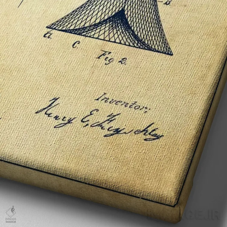 تابلو نقشهٔ ثبت اختراع تور ماهیگیری قدیمی اثر پیکسل کهنه (استودیو/نام هنری) - نمای نزدیک بافت بوم