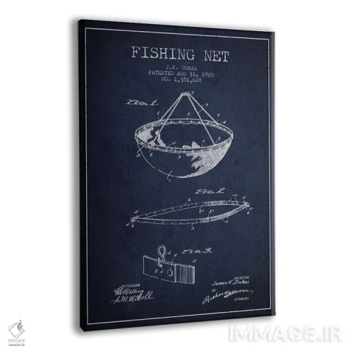 تابلو نقشهٔ ثبت اختراع تور ماهیگیری سرمهای اثر پیکسل کهنه (استودیو/نام هنری) - نمای پرسپکتیو محصول