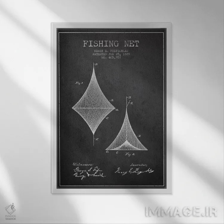 تابلو نقشهٔ حقامتیاز تور ماهیگیری زغالسنگی اثر پیکسل کهنه (استودیو/نام هنری) - نمای قابدار سفید