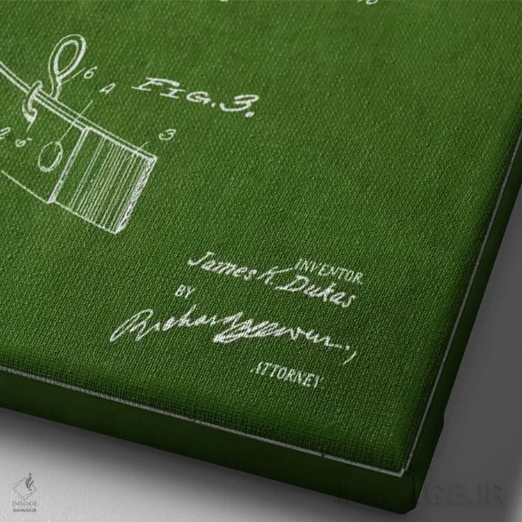 تابلو نقشهٔ ثبت اختراع تور ماهیگیری سبز اثر پیکسل کهنه (استودیو/نام هنری) - نمای نزدیک بافت بوم