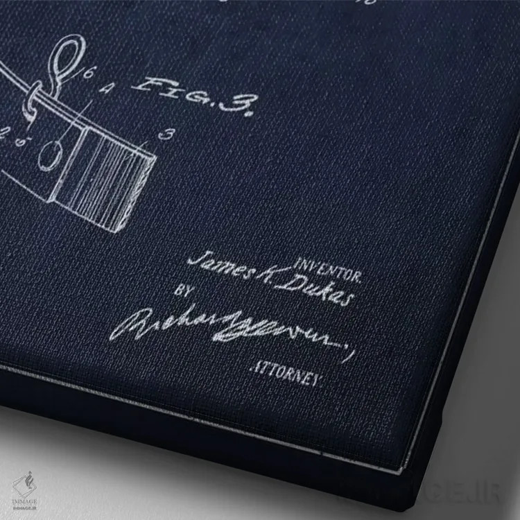 تابلو نقشهٔ ثبت اختراع تور ماهیگیری سرمهای اثر پیکسل کهنه (استودیو/نام هنری) - نمای نزدیک بافت بوم