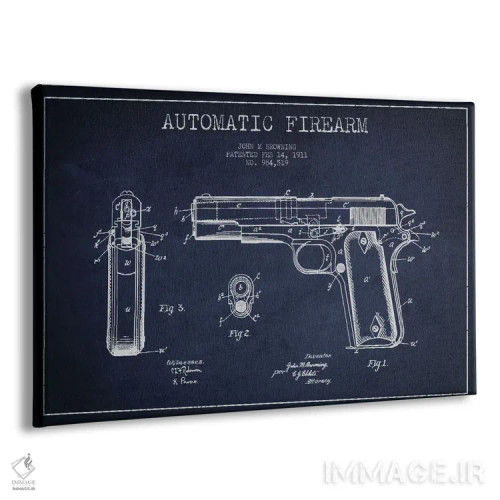 تابلو نقشهٔ ثبت اختراع سلاح خودکار سرمهای اثر پیکسل کهنه (استودیو/نام هنری) - نمای پرسپکتیو محصول