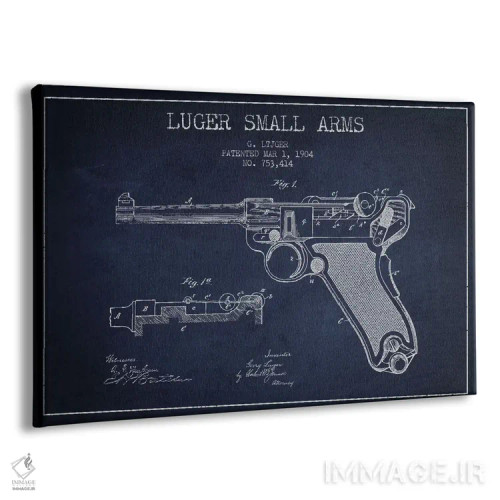 تابلو نقشهٔ ثبت اختراع سلاح لوگر سرمهای اثر پیکسل کهنه (استودیو/نام هنری) - نمای پرسپکتیو محصول