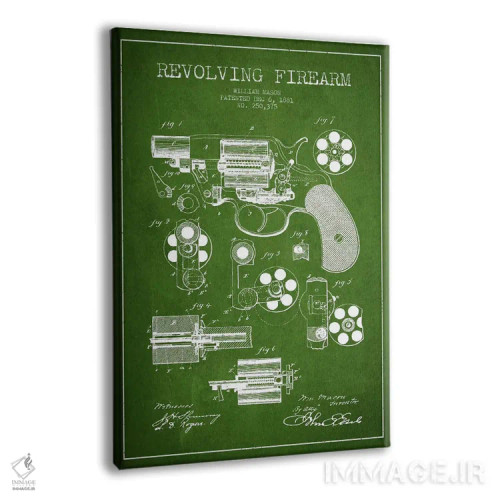 تابلو نقشهٔ ثبت اختراع سلاح چرخان سبز اثر پیکسل کهنه (استودیو/نام هنری) - نمای پرسپکتیو محصول
