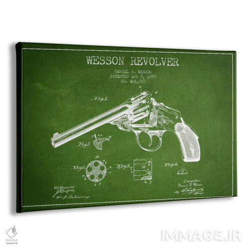 تابلو نقشهٔ ثبت اختراع رولور وسن سبز اثر پیکسل کهنه (استودیو/نام هنری) - نمای پرسپکتیو محصول