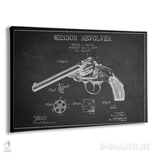 تابلو نقشهٔ ثبت اختراع رولور وسن ذغالی اثر پیکسل کهنه (استودیو/نام هنری) - نمای پرسپکتیو محصول