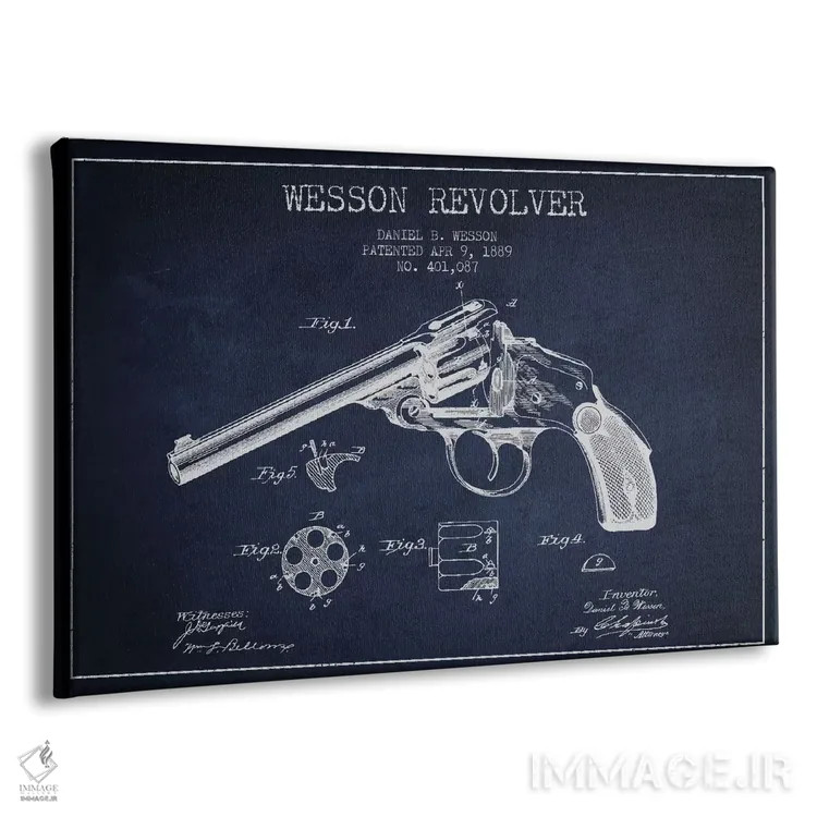 تابلو نقشهٔ ثبت اختراع رولور وسن سرمهای اثر پیکسل کهنه (استودیو/نام هنری) - نمای پرسپکتیو محصول