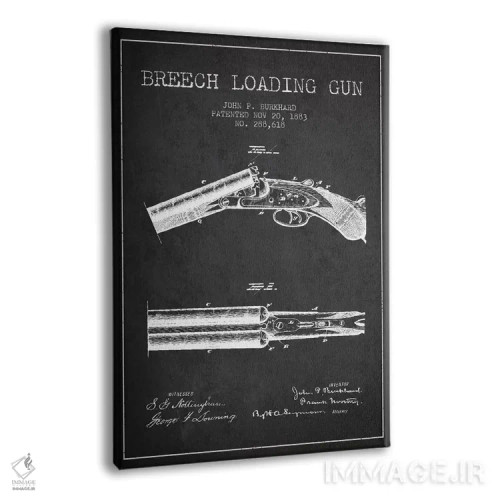 تابلو نقشهٔ ثبت اختراع اسلحه برکارد ذغالی اثر پیکسل کهنه (استودیو/نام هنری) - نمای پرسپکتیو محصول