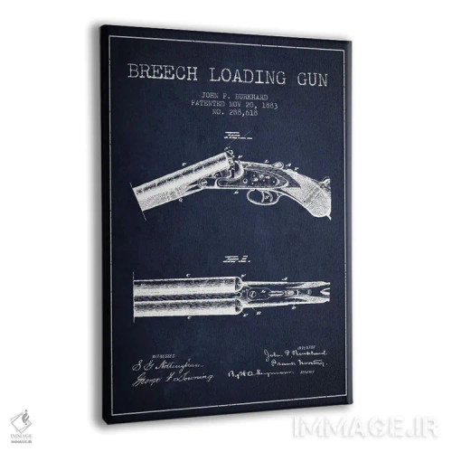 تابلو نقشهٔ ثبت اختراع اسلحه برکارد سرمهای اثر پیکسل کهنه (استودیو/نام هنری) - نمای پرسپکتیو محصول