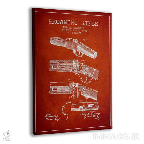 تابلو نقشهٔ ثبت اختراع تفنگ برونینگ قرمز اثر پیکسل کهنه (استودیو/نام هنری) - نمای پرسپکتیو محصول