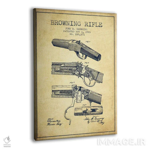 تابلو نقشهٔ ثبت اختراع تفنگ برونینگ قدیمی اثر پیکسل کهنه (استودیو/نام هنری) - نمای پرسپکتیو محصول
