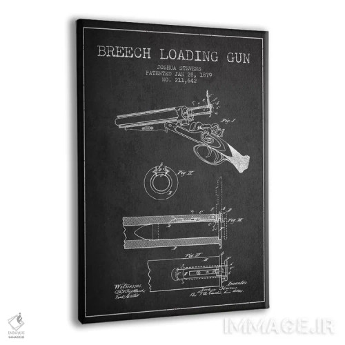 تابلو نقشهٔ ثبت اختراع اسلحه شاتگان استیونز ذغالی اثر پیکسل کهنه (استودیو/نام هنری) - نمای پرسپکتیو محصول