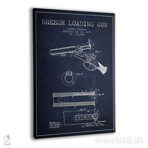 تابلو نقشهٔ ثبت اختراع اسلحه شاتگان استیونز سرمهای اثر پیکسل کهنه (استودیو/نام هنری) - نمای پرسپکتیو محصول