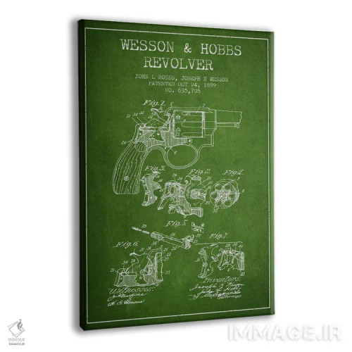 تابلو نقشهٔ ثبت اختراع رولور وسن و هابز سبز اثر پیکسل کهنه (استودیو/نام هنری) - نمای پرسپکتیو محصول