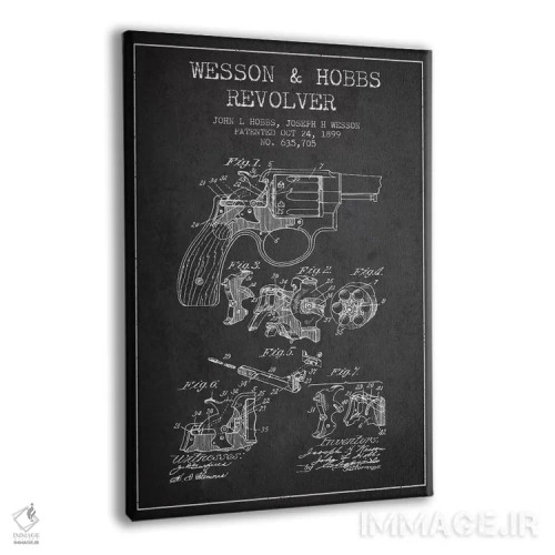 تابلو نقشهٔ ثبت اختراع رولور وسن و هابز ذغالی اثر پیکسل کهنه (استودیو/نام هنری) - نمای پرسپکتیو محصول