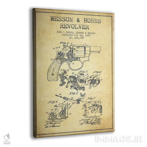 تابلو نقشهٔ ثبت اختراع رولور وسن و هابز قدیمی اثر پیکسل کهنه (استودیو/نام هنری) - نمای پرسپکتیو محصول