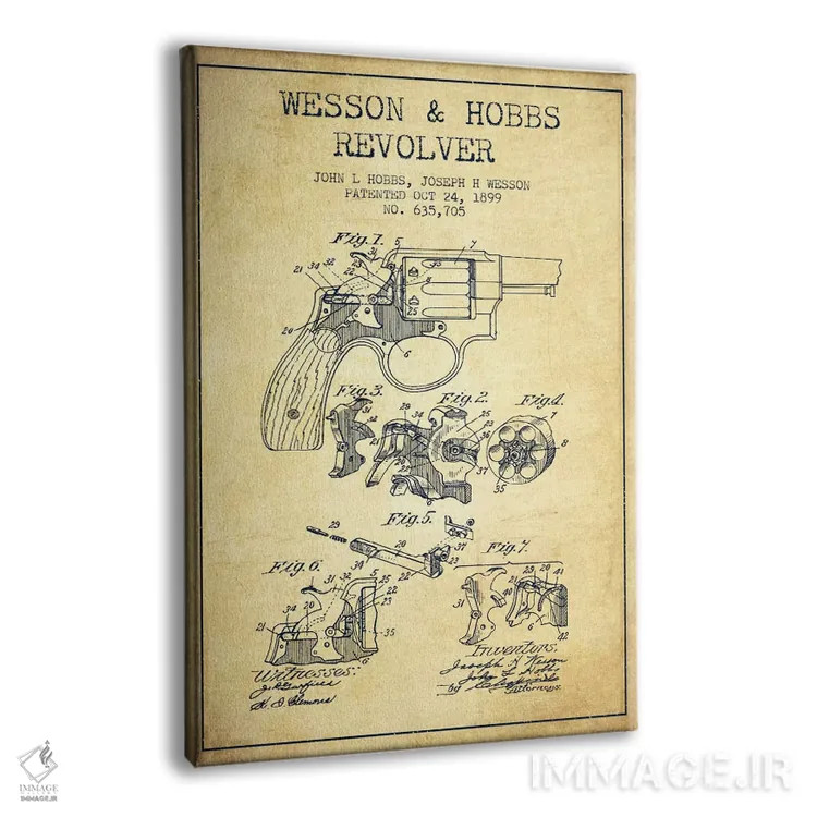 تابلو نقشهٔ ثبت اختراع رولور وسن و هابز قدیمی اثر پیکسل کهنه (استودیو/نام هنری) - نمای پرسپکتیو محصول