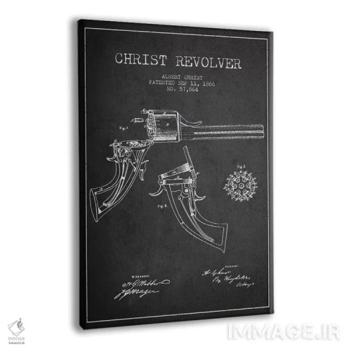 تابلو نقشهٔ ثبت اختراع رولور کریست ذغالی اثر پیکسل کهنه (استودیو/نام هنری) - نمای پرسپکتیو محصول