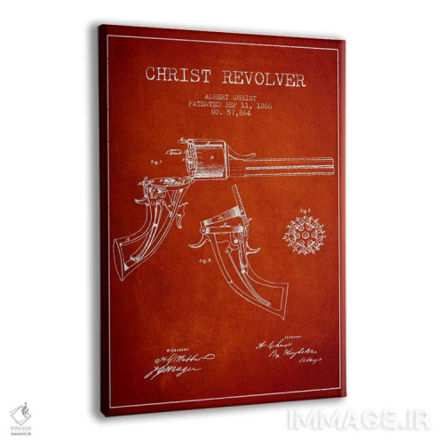 تابلو نقشهٔ ثبت اختراع رولور کریست قرمز اثر پیکسل کهنه (استودیو/نام هنری) - نمای پرسپکتیو محصول