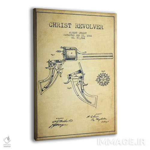 تابلو نقشهٔ ثبت اختراع رولور کریست قدیمی اثر پیکسل کهنه (استودیو/نام هنری) - نمای پرسپکتیو محصول