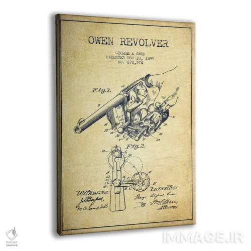 تابلو نقشهٔ ثبت اختراع رولور اوون قدیمی اثر پیکسل کهنه (استودیو/نام هنری) - نمای پرسپکتیو محصول