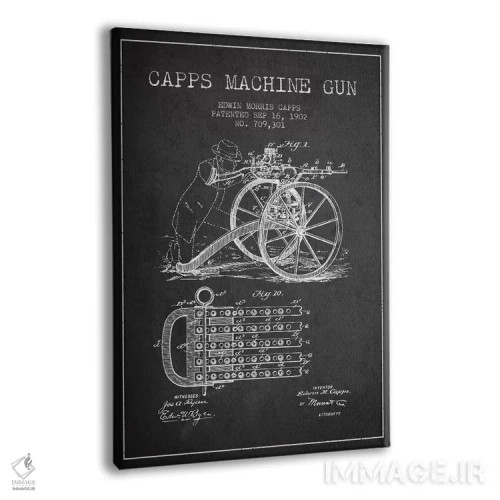 تابلو نقشهٔ ثبت اختراع اسلحه کاپس چا ذغالی اثر پیکسل کهنه (استودیو/نام هنری) - نمای پرسپکتیو محصول
