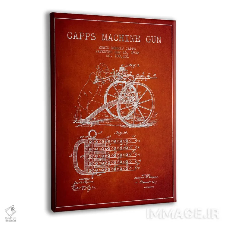 تابلو نقشهٔ ثبت اختراع مسلسل کاپس قرمز اثر پیکسل کهنه (استودیو/نام هنری) - نمای پرسپکتیو محصول