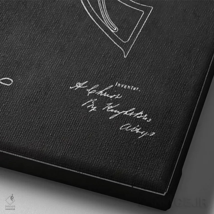 تابلو نقشهٔ ثبت اختراع رولور کریست ذغالی اثر پیکسل کهنه (استودیو/نام هنری) - نمای نزدیک بافت بوم