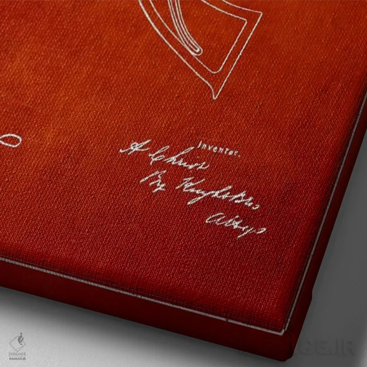 تابلو نقشهٔ ثبت اختراع رولور کریست قرمز اثر پیکسل کهنه (استودیو/نام هنری) - نمای نزدیک بافت بوم