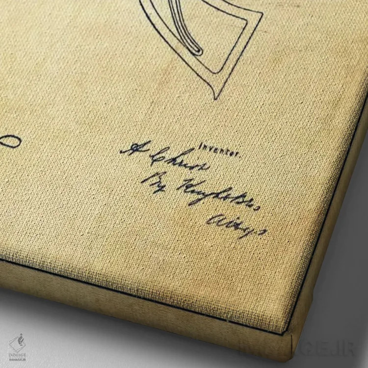 تابلو نقشهٔ ثبت اختراع رولور کریست قدیمی اثر پیکسل کهنه (استودیو/نام هنری) - نمای نزدیک بافت بوم