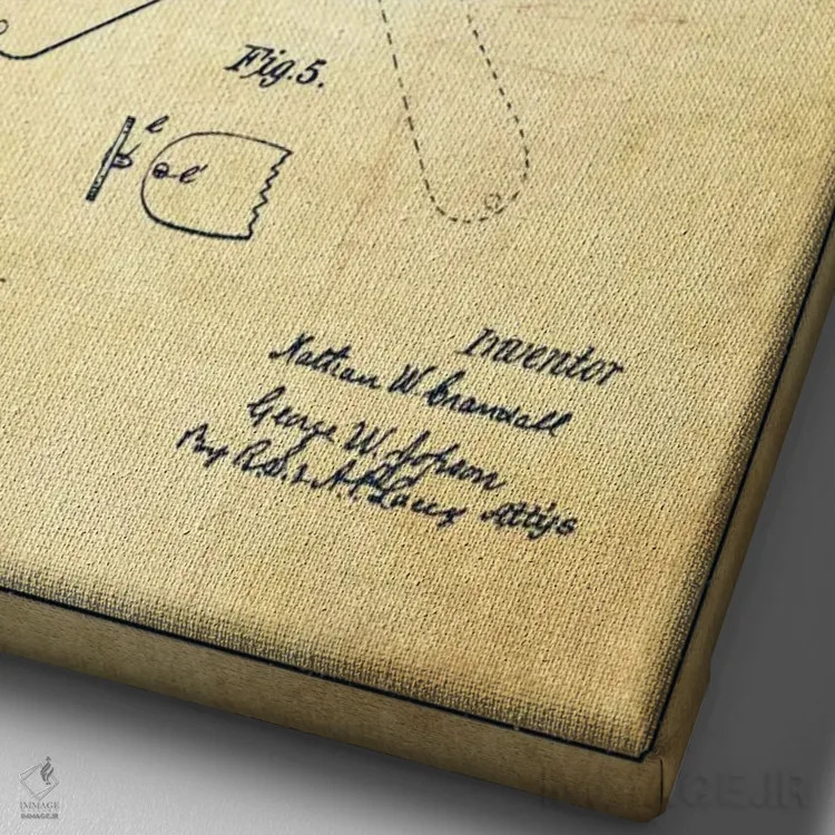 تابلو نقشهٔ ثبت اختراع چاقوی جیبی قدیمی اثر پیکسل کهنه (استودیو/نام هنری) - نمای نزدیک بافت بوم