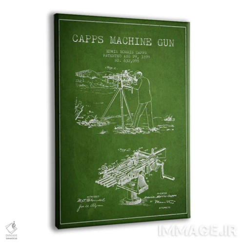 تابلو نقشهٔ ثبت اختراع اسلحه کاپس ام سبز اثر پیکسل کهنه (استودیو/نام هنری) - نمای پرسپکتیو محصول