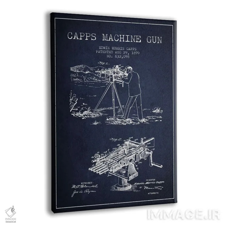 تابلو نقشهٔ ثبت اختراع اسلحه کاپس ام سرمهای اثر پیکسل کهنه (استودیو/نام هنری) - نمای پرسپکتیو محصول