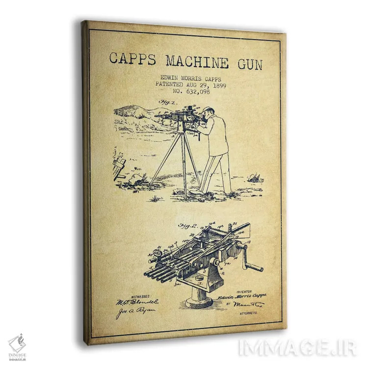 تابلو نقشهٔ ثبت اختراع اسلحه کاپس ام قدیمی اثر پیکسل کهنه (استودیو/نام هنری) - نمای پرسپکتیو محصول