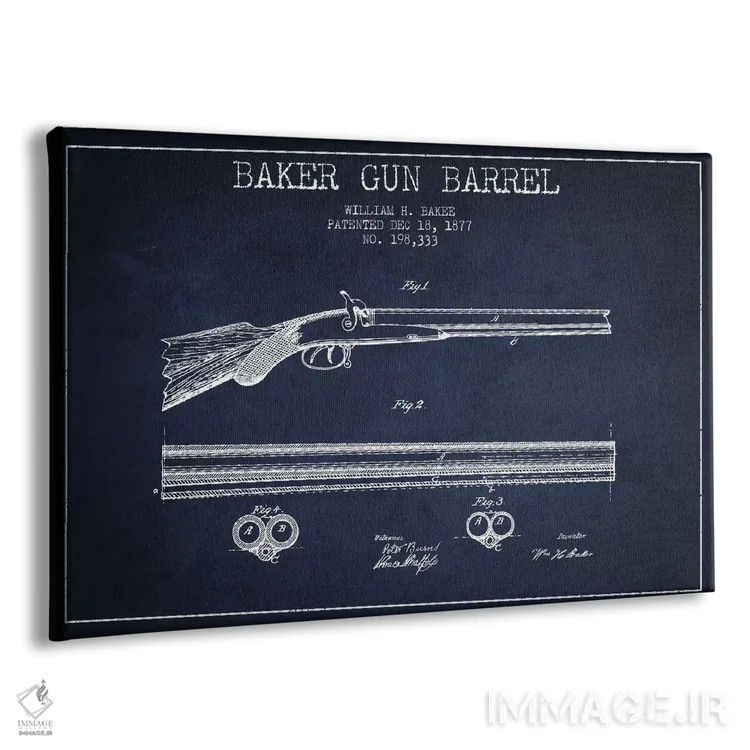 تابلو نقشهٔ ثبت اختراع بشکهٔ بیکر سرمهای اثر پیکسل کهنه (استودیو/نام هنری) - نمای پرسپکتیو محصول