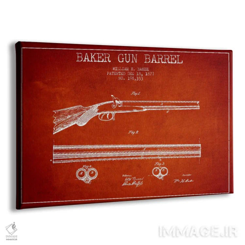 تابلو نقشهٔ ثبت اختراع بشکهٔ بیکر قرمز اثر پیکسل کهنه (استودیو/نام هنری) - نمای پرسپکتیو محصول