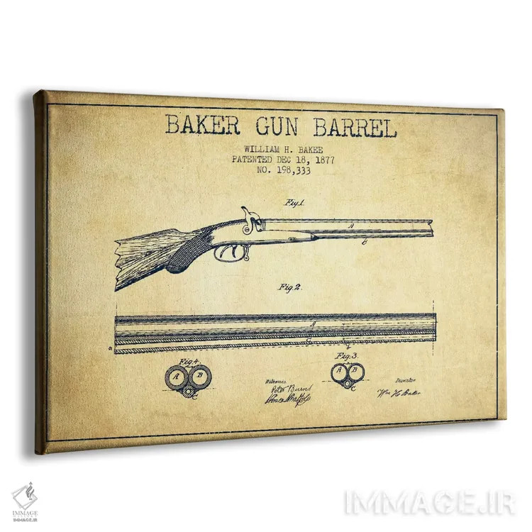 تابلو نقشهٔ ثبت اختراع بشکهٔ بیکر قدیمی اثر پیکسل کهنه (استودیو/نام هنری) - نمای پرسپکتیو محصول