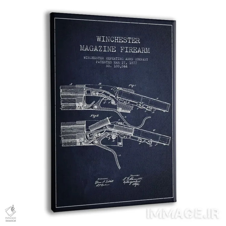 تابلو نقشهٔ ثبت اختراع تفنگ وینچستر سرمهای اثر پیکسل کهنه (استودیو/نام هنری) - نمای پرسپکتیو محصول