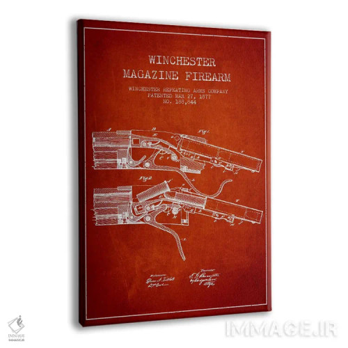 تابلو نقشهٔ ثبت اختراع تفنگ وینچستر قرمز اثر پیکسل کهنه (استودیو/نام هنری) - نمای پرسپکتیو محصول