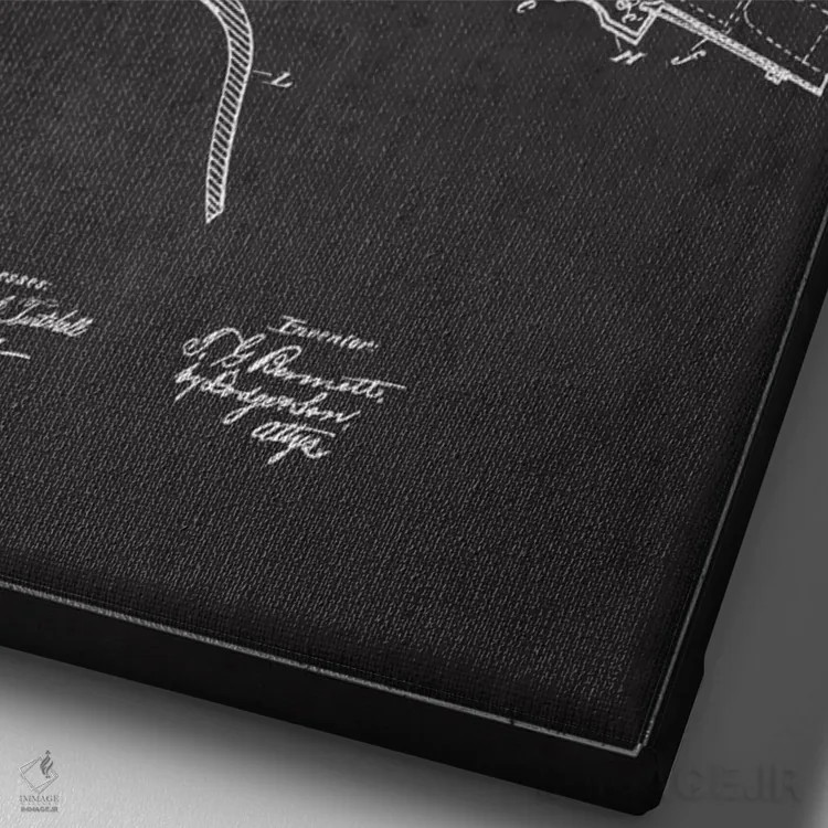 تابلو نقشهٔ ثبت اختراع تفنگ وینچستر ذغالی اثر پیکسل کهنه (استودیو/نام هنری) - نمای نزدیک بافت بوم