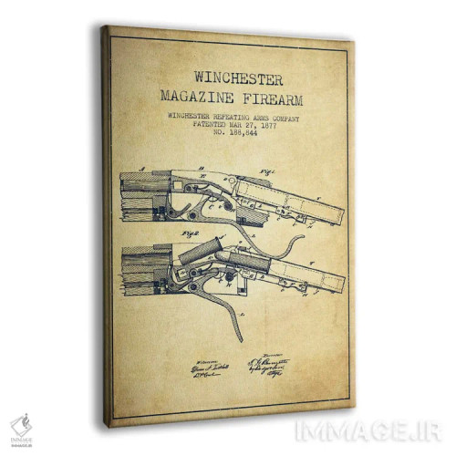 تابلو نقشهٔ ثبت اختراع تفنگ وینچستر قدیمی اثر پیکسل کهنه (استودیو/نام هنری) - نمای پرسپکتیو محصول