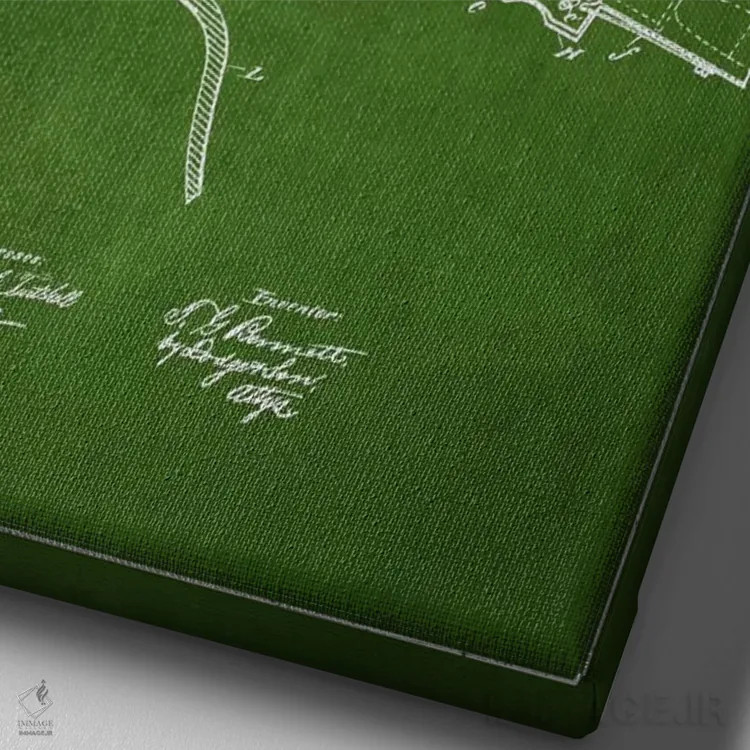 تابلو نقشهٔ ثبت اختراع تفنگ وینچستر سبز اثر پیکسل کهنه (استودیو/نام هنری) - نمای نزدیک بافت بوم