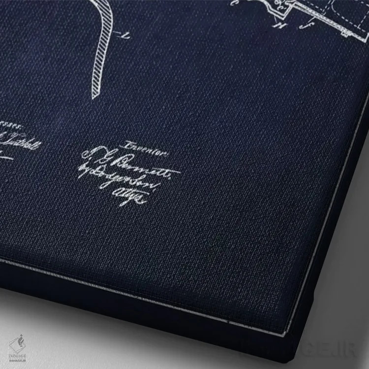 تابلو نقشهٔ ثبت اختراع تفنگ وینچستر سرمهای اثر پیکسل کهنه (استودیو/نام هنری) - نمای نزدیک بافت بوم