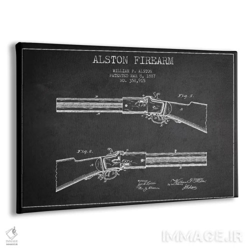 تابلو نقشهٔ ثبت اختراع سلاح آستون ذغالی اثر پیکسل کهنه (استودیو/نام هنری) - نمای پرسپکتیو محصول