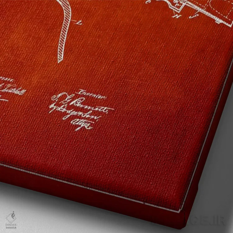 تابلو نقشهٔ ثبت اختراع تفنگ وینچستر قرمز اثر پیکسل کهنه (استودیو/نام هنری) - نمای نزدیک بافت بوم