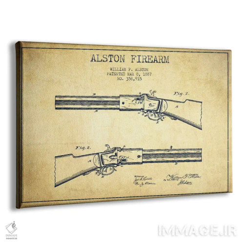 تابلو نقشهٔ ثبت اختراع سلاح آستون قدیمی اثر پیکسل کهنه (استودیو/نام هنری) - نمای پرسپکتیو محصول